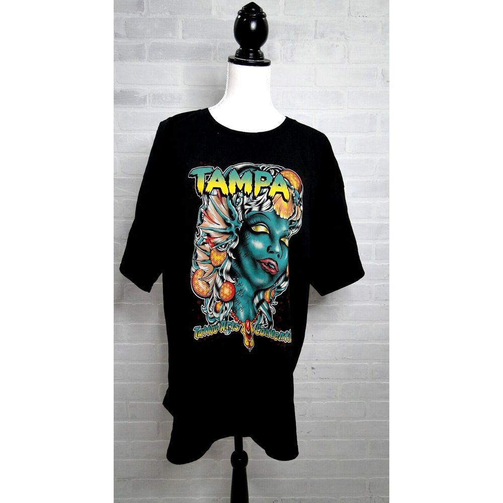 Tampa Tattoo Arts Convention Female Sea monster Black Shirt 2XL